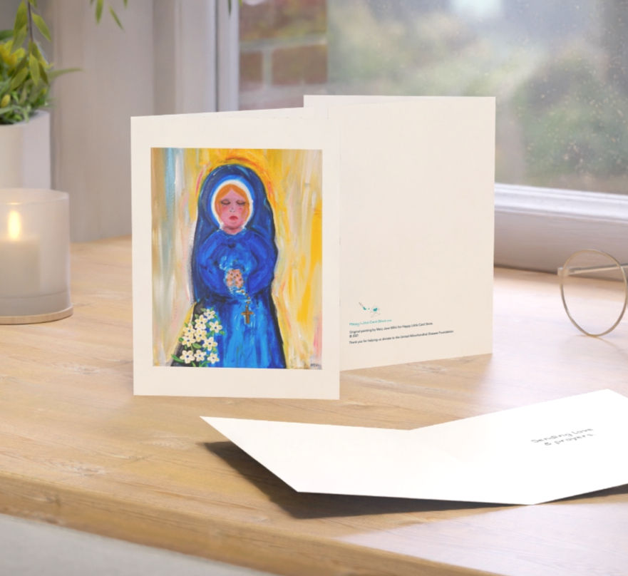 Thumbnail: Nun Praying the Rosary Religious card shown on a desk
