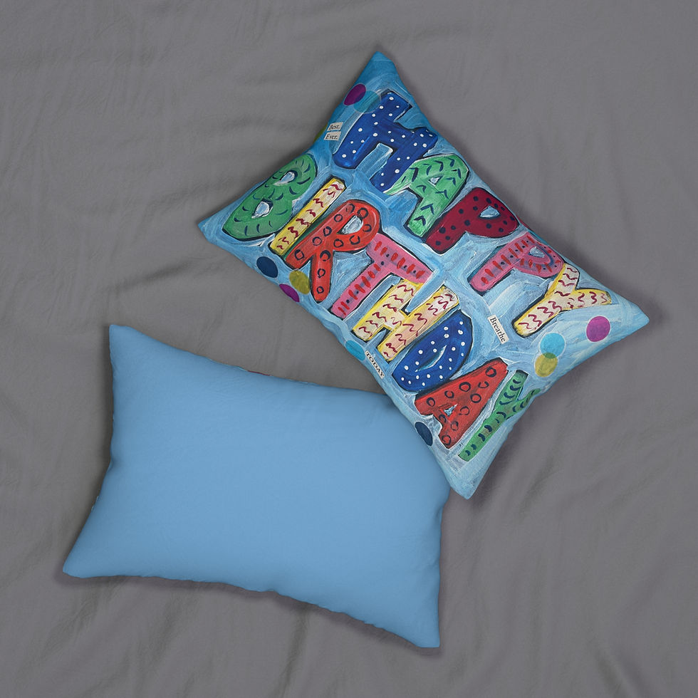 Thumbnail: Happy Birthday Pillow showing both sides