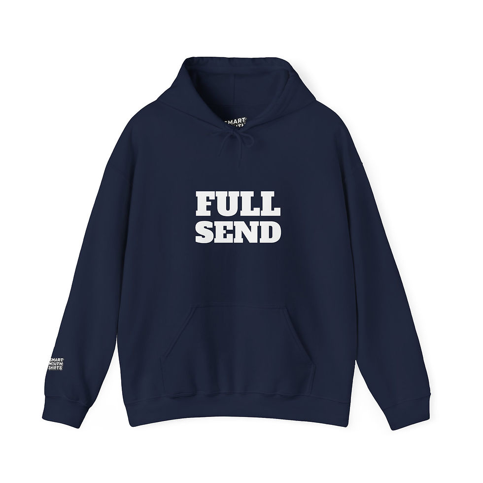 Thumbnail: Full Send Hoodie front view shown in Navy blue