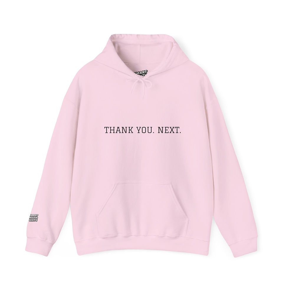 Thumbnail: Thank You. Next Hoodie front view shown in pink