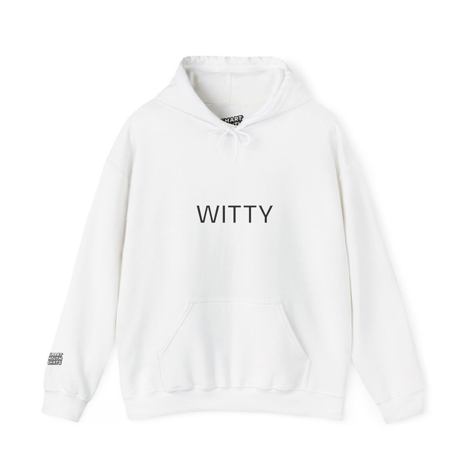 Thumbnail: Witty Hoodie front view shown in white