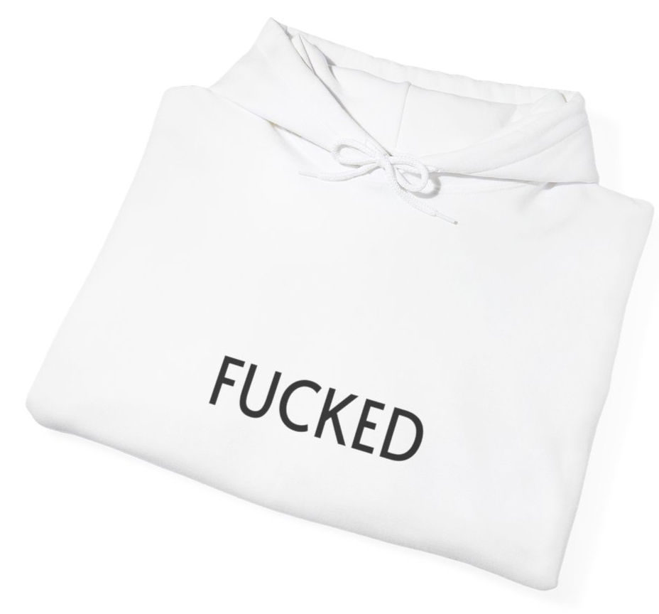 Thumbnail: FCKD Hoodie close up view of wording