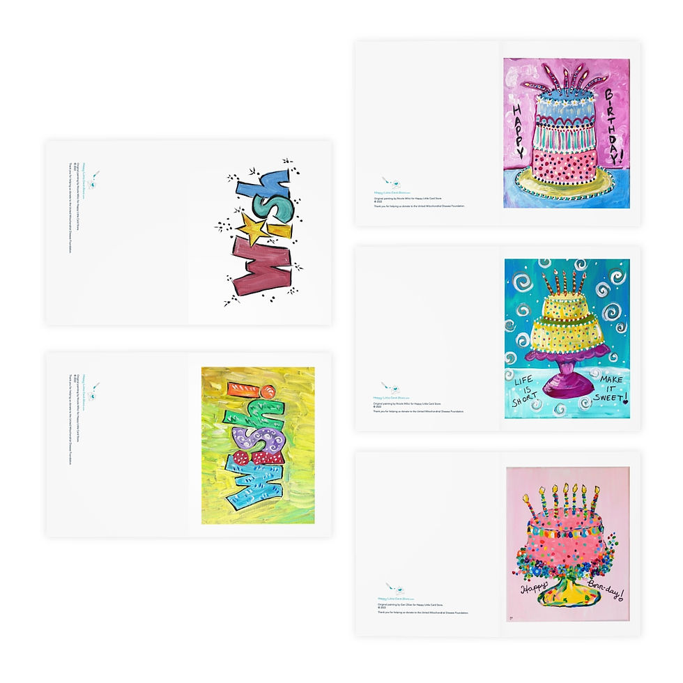 Thumbnail: Birthday Wishes Greeting Cards front view of five cards laid flat