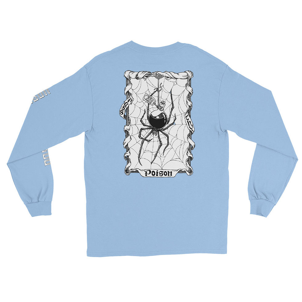 Thumbnail: Spider Web Long Sleeve T-shirt back view shown in light blue