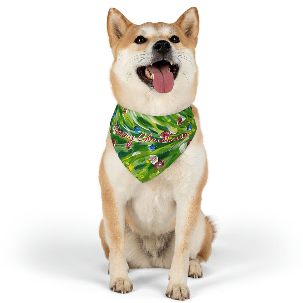 Thumbnail: medium sized dog in merry christmas pet bandana collar
