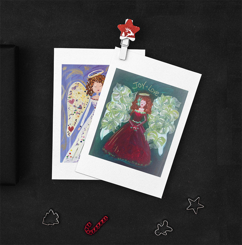 Thumbnail: Heavenly Angels Holiday Cards showing two angel cards