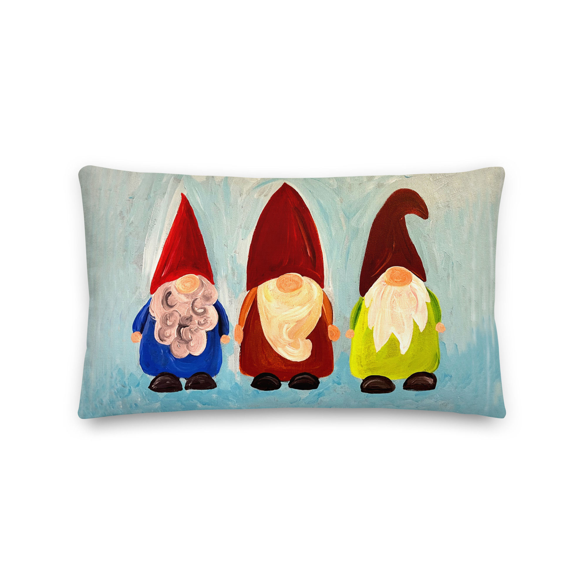 Three Gnome Brothers Lumbar Pillow front view