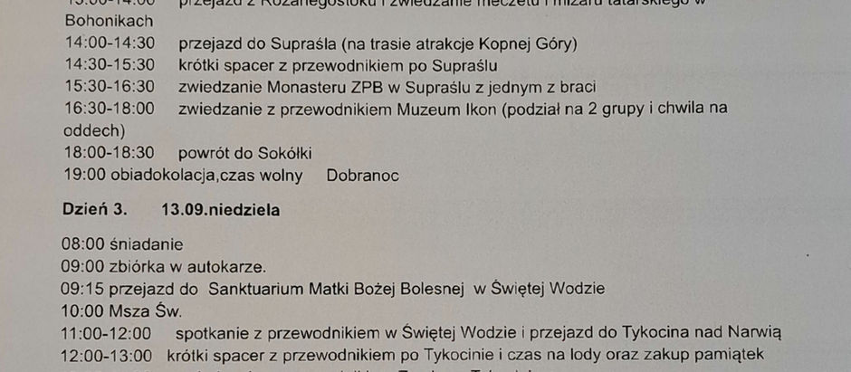 PIELGRZYMKA AUTOKAROWA 11-13.09.2026