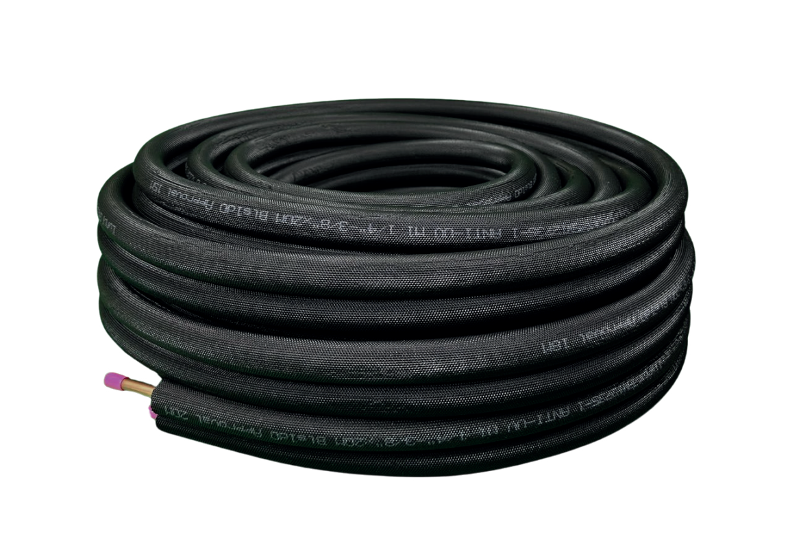 Kältemittelleitung SCHWARZ 1/4" + 3/8" – 20 m | UV-beständig & montagefertig