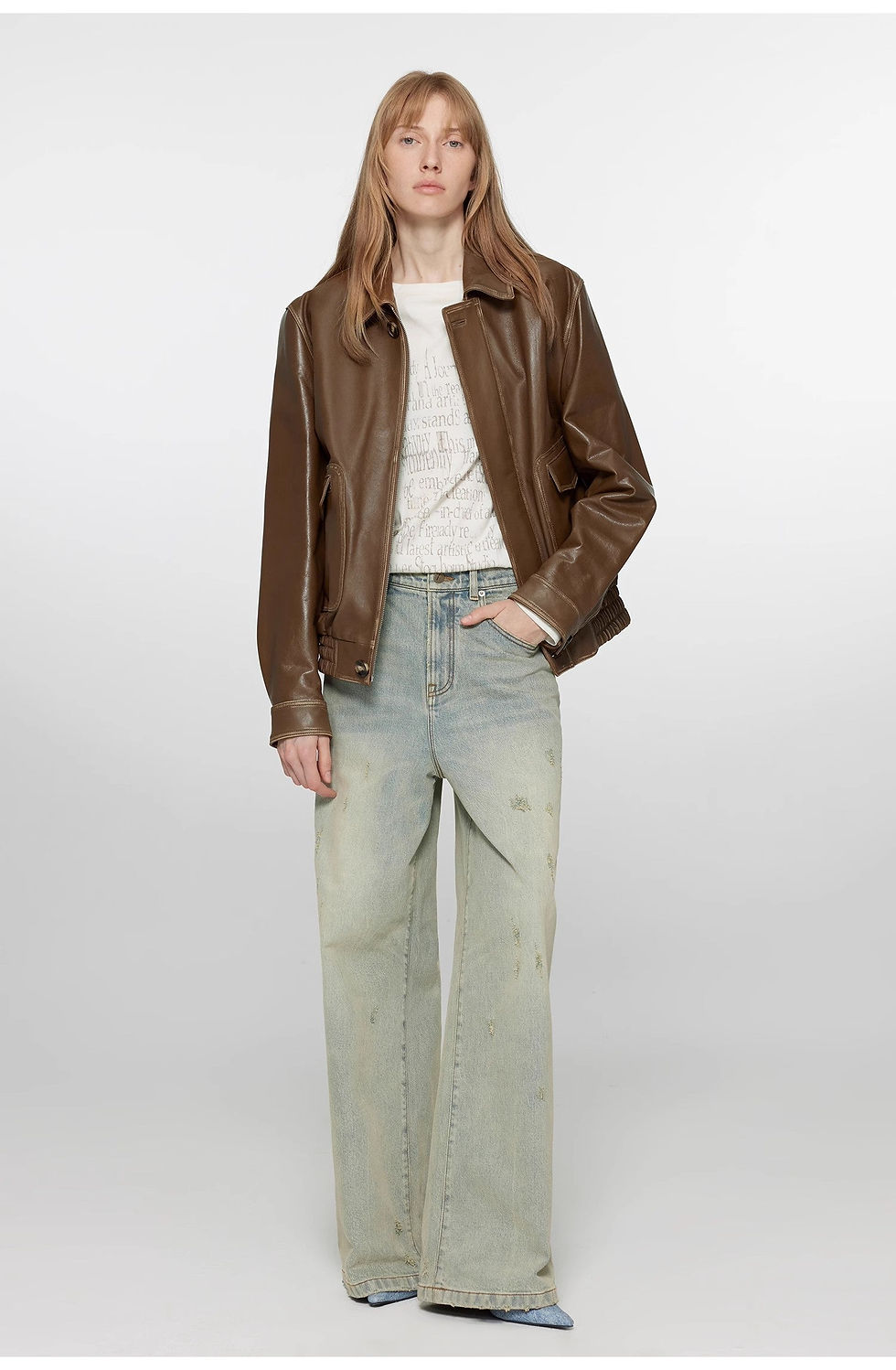 Thumbnail: Vintage Brown Aviator Style Leather Jacket