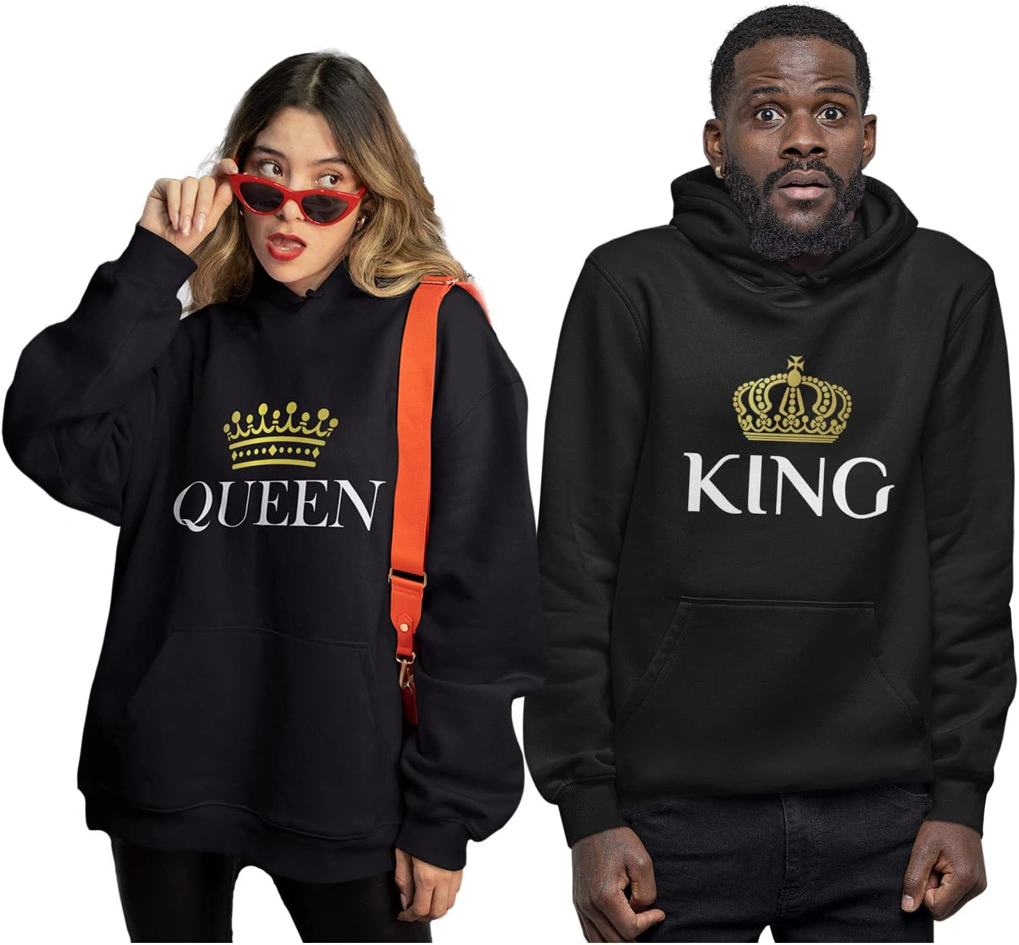 King & Queen Matching Couple Hoodie Set - His & Hers Pullover Hoodies - Valentin