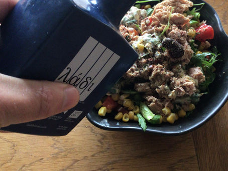Special sweetcorn and tuna salad with sumac