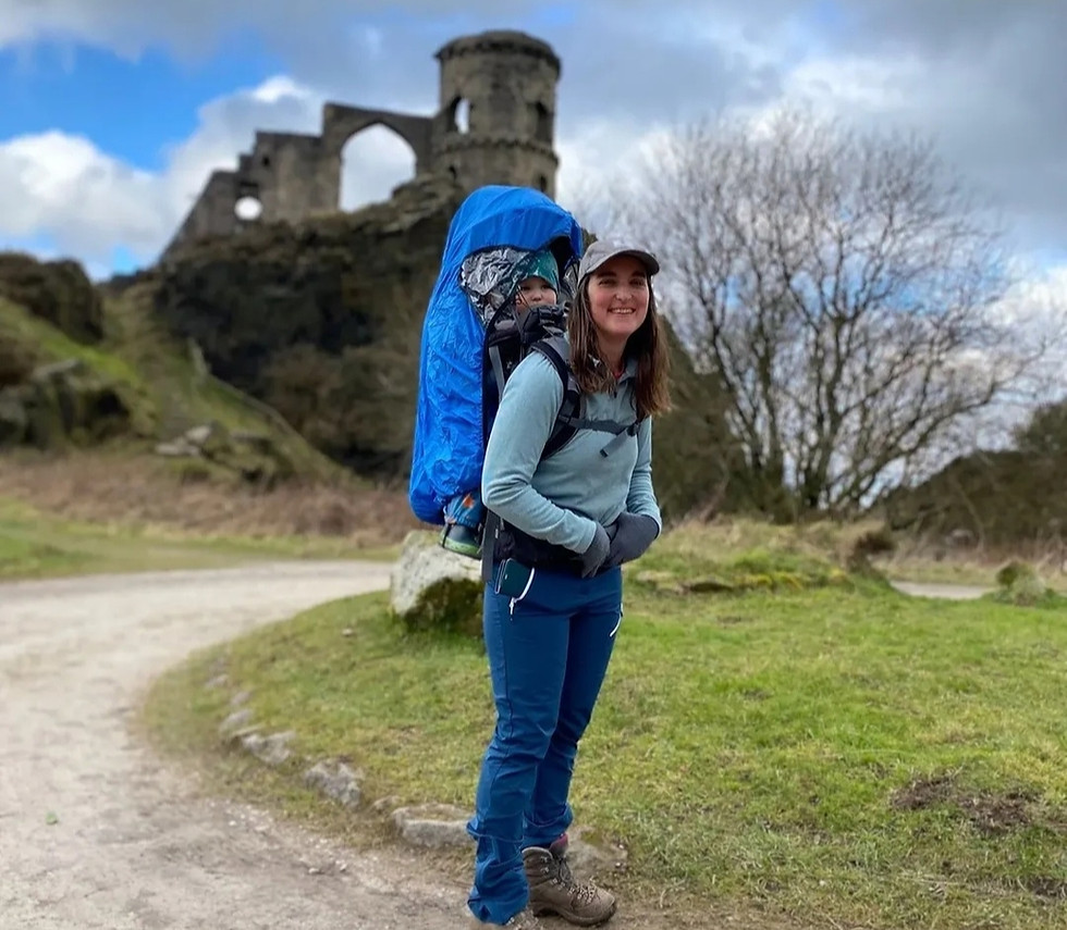 Laura hiking at Mow Cop Castle