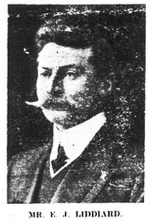 Historic portrait of a moustached E J Liddiard