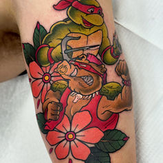 Neotraditional Teenage Mutant Ninja Turtles cartoon tattoo