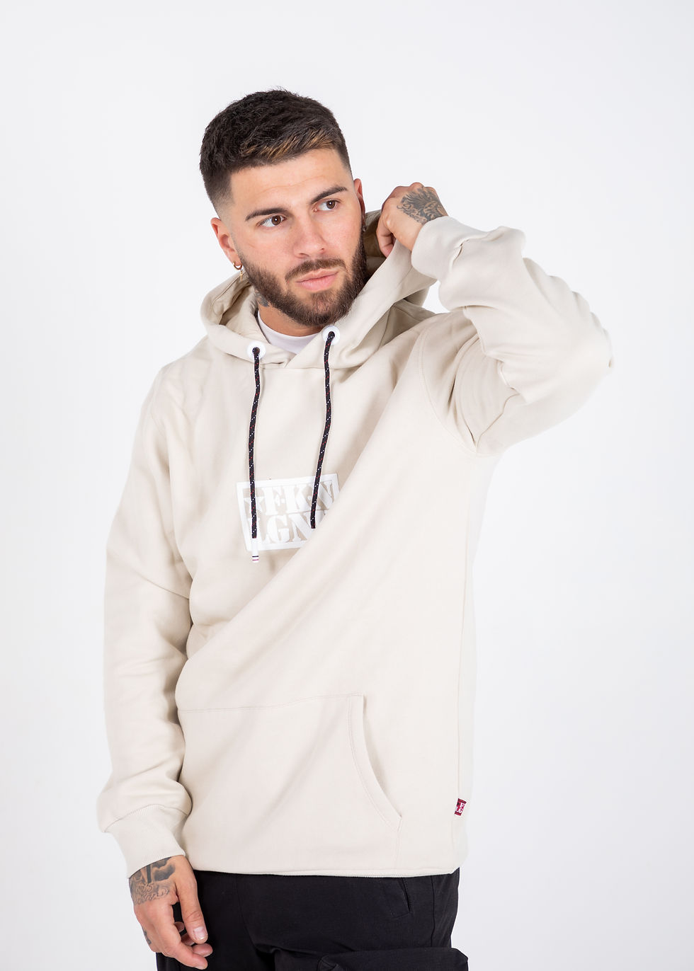 Miniature : HOODIE - CHEST LOGO - SAND & WHITE