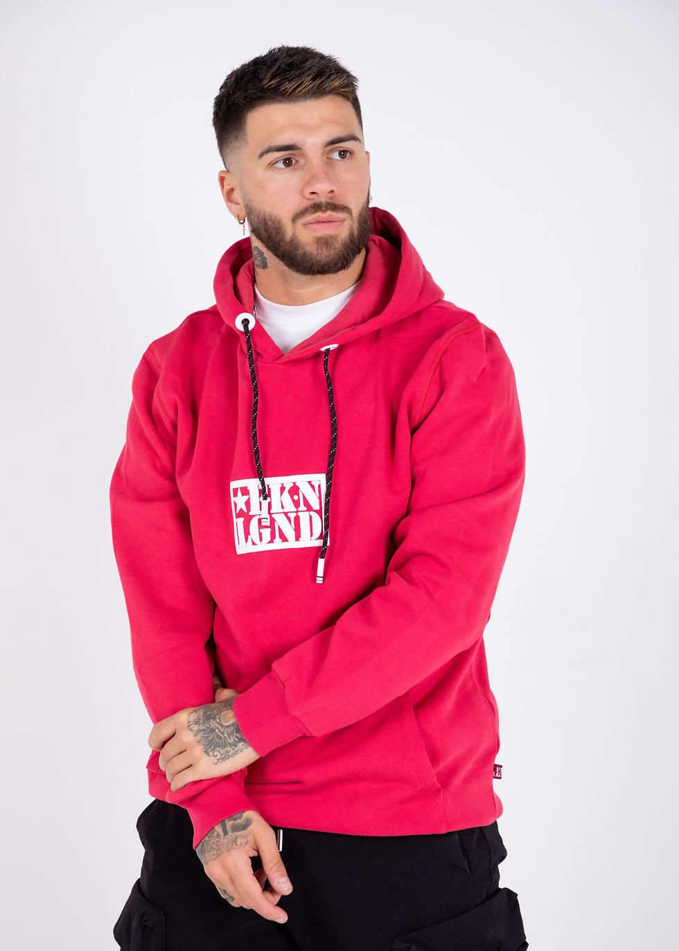 Miniatura: HOODIE - CHEST LOGO - CRIMSON & WHITE
