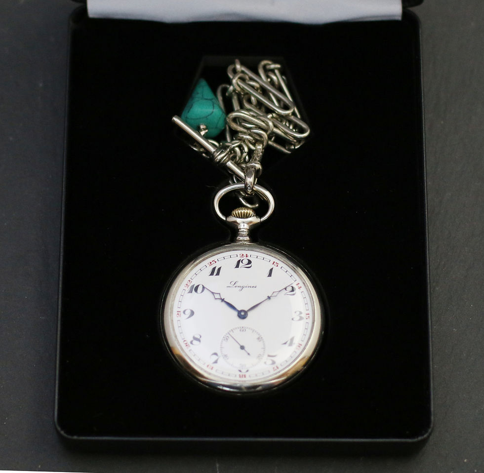 Miniatura: Longines 15 Jewel Pocket Watch + Trombone Link Albert Chain