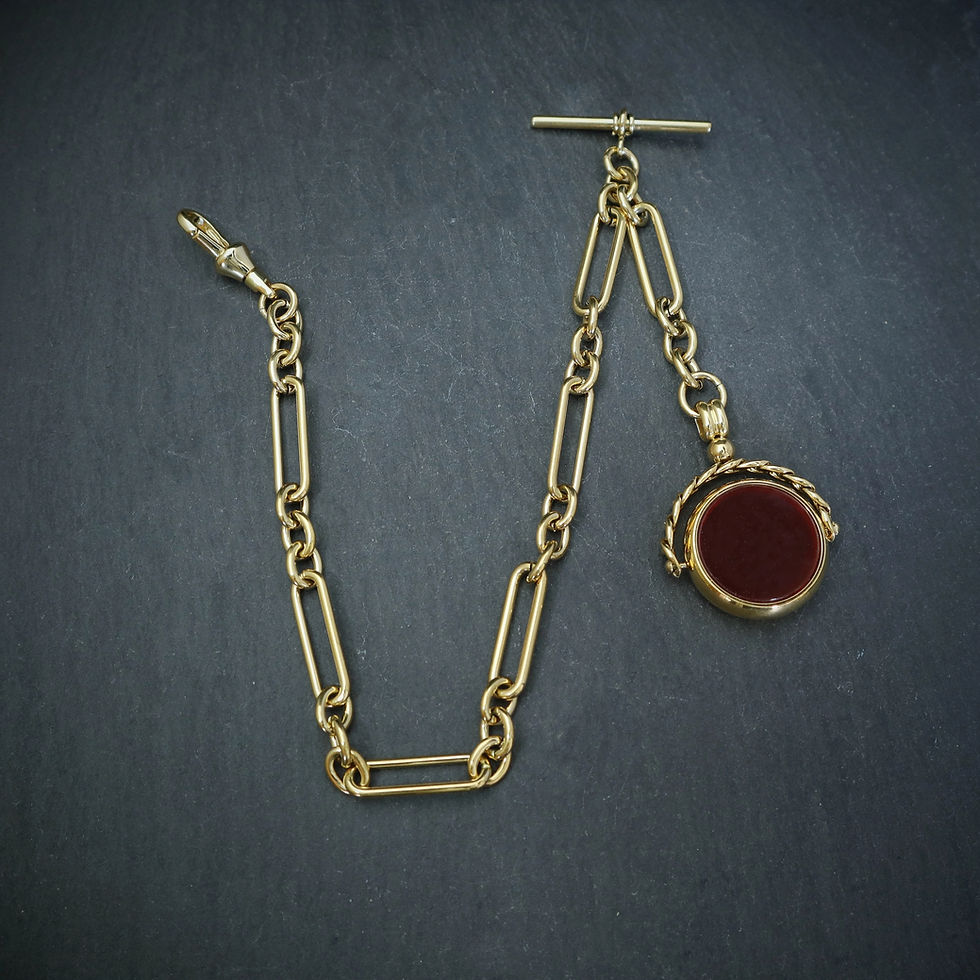 Thumbnail: 14k Gold Plated Trombone Pocket Watch Albert Chain - Peaky Blinders