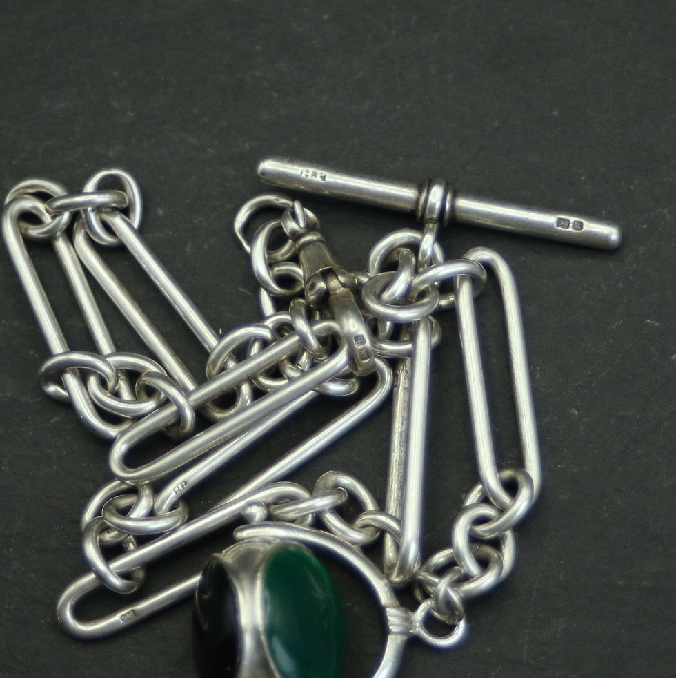Miniatura: Peaky Blinders Silver Trombone Link Albert Chain & Spinner - Antique