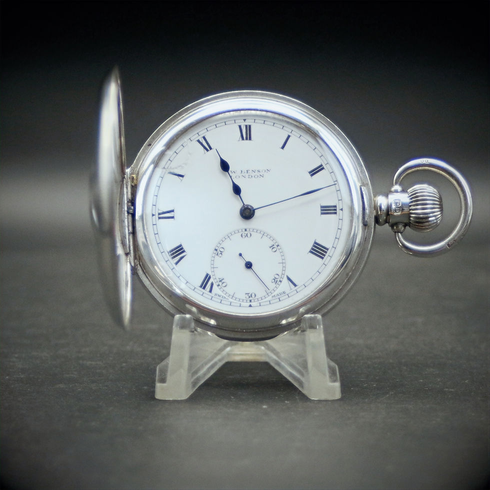 Sterling Silver J.W. Benson (Revue Thommen) Half Hunter Pocket Watch