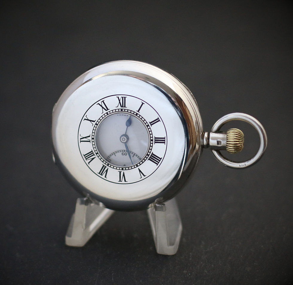 Thumbnail: Sterling Silver J.W. Benson Half Hunter 1937 Coronation Pocket Watch