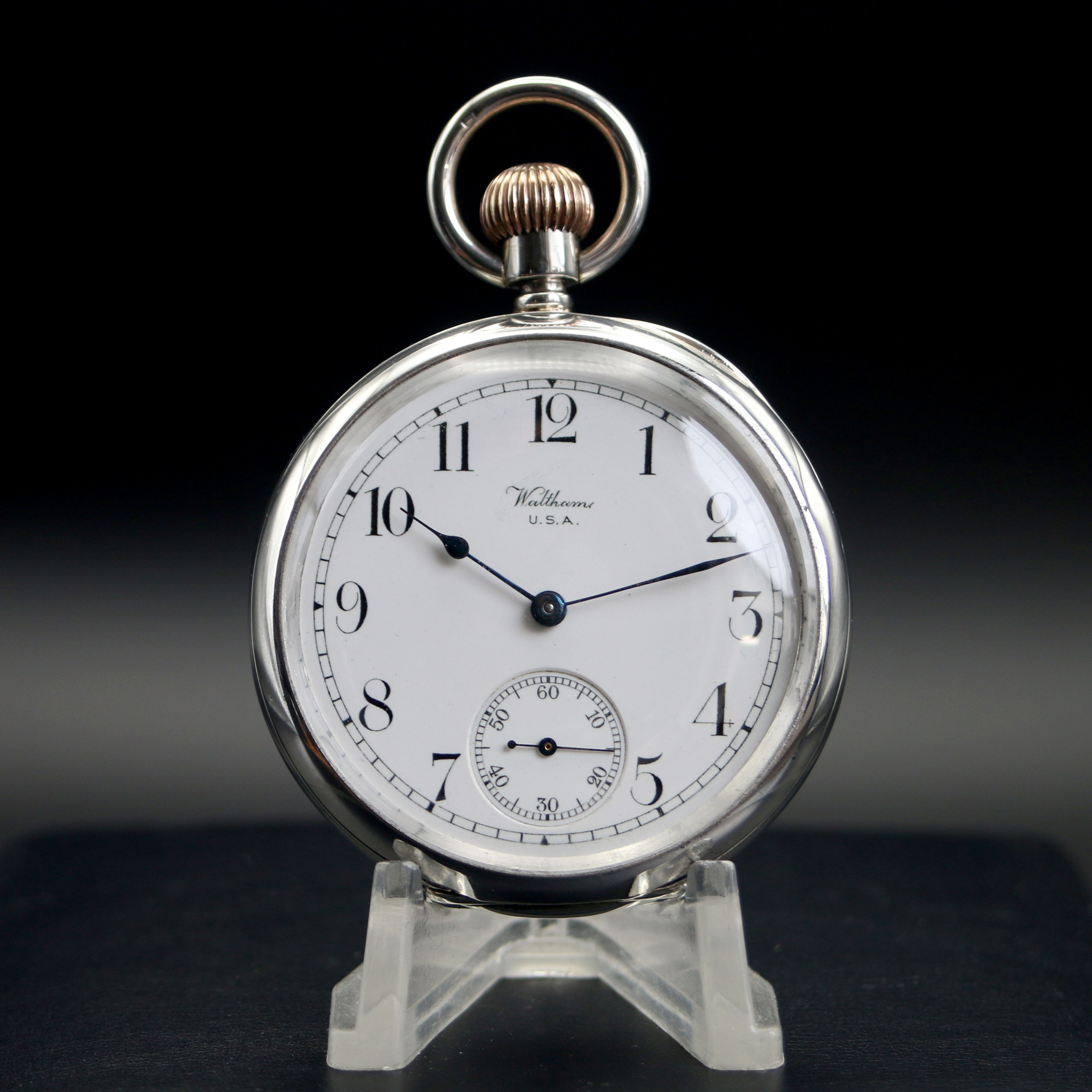 Waltham 21 Jewel Sterling Silver Open Face Pocket Watch
