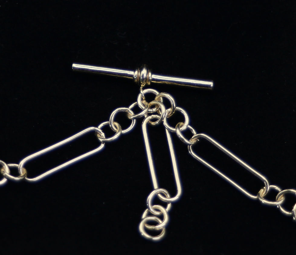 Thumbnail: Slender 18k Gold Plated Trombone Link Pocket Watch Albert Chain - Necklace.