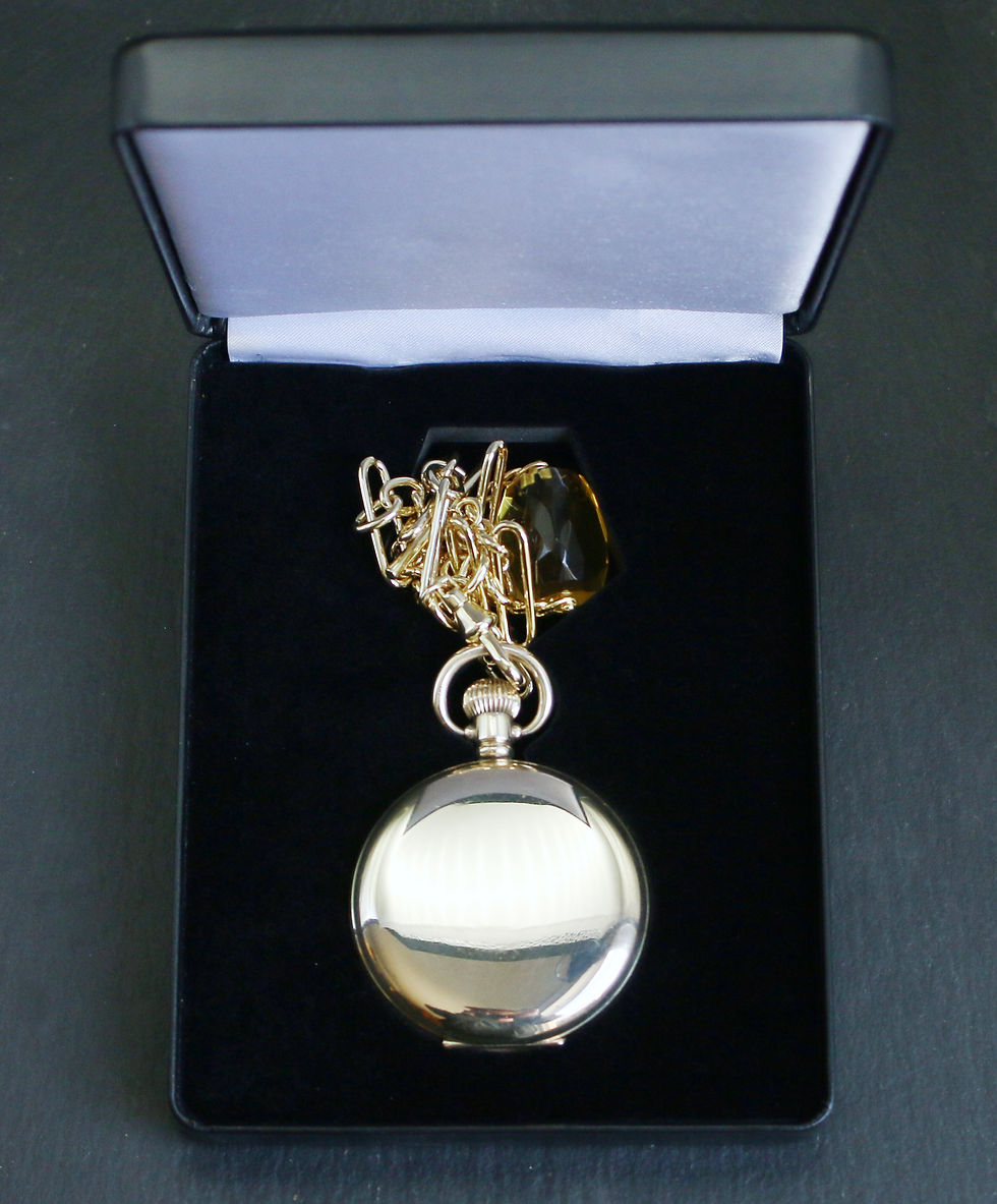 Miniatura: Antique Waltham 17J  Gold Filled Full Hunter Pocket Watch with Chain