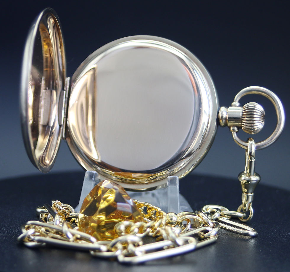 Thumbnail: Antique Waltham 17J  Gold Filled Full Hunter Pocket Watch with Chain