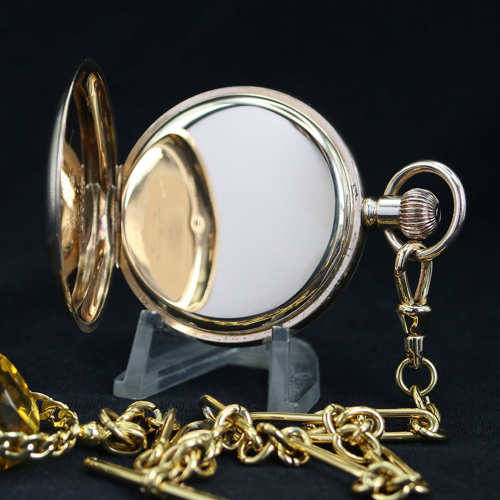 Miniatura: Outstanding Antique Waltham Bond St 14k Gold Filled Full Hunter Pocket Watch
