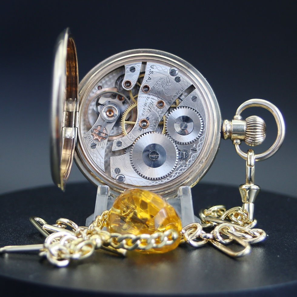 Thumbnail: Antique Waltham 17J  Gold Filled Full Hunter Pocket Watch with Chain