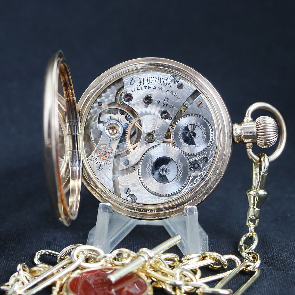 Thumbnail: Beautiful Antique Waltham 17J  Gold Filled Full Hunter Pocket Watch
