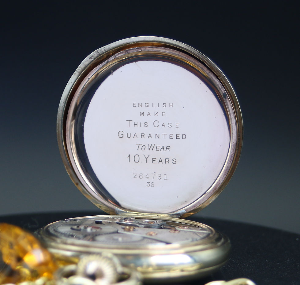 Miniatura: Antique Waltham 17J  Gold Filled Full Hunter Pocket Watch with Chain