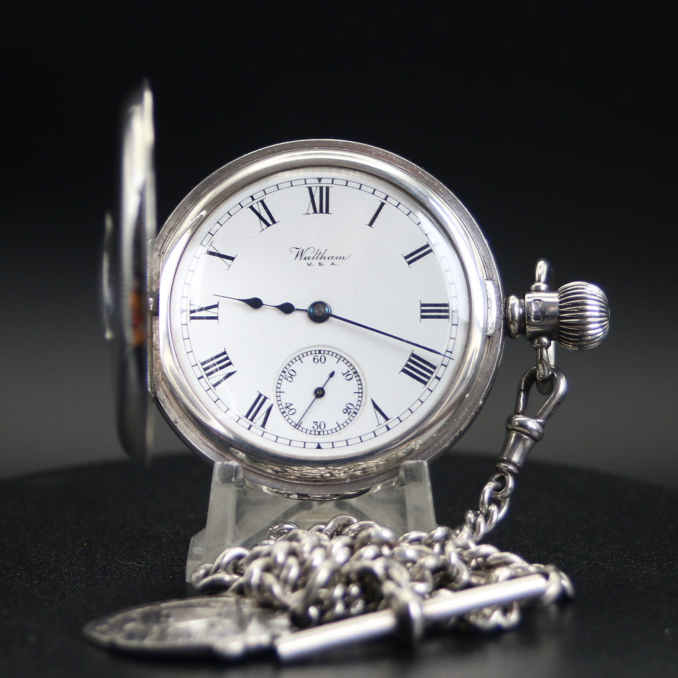 Pristine Waltham 17 Jewel Sterling Silver Half Hunter Pocket Watch