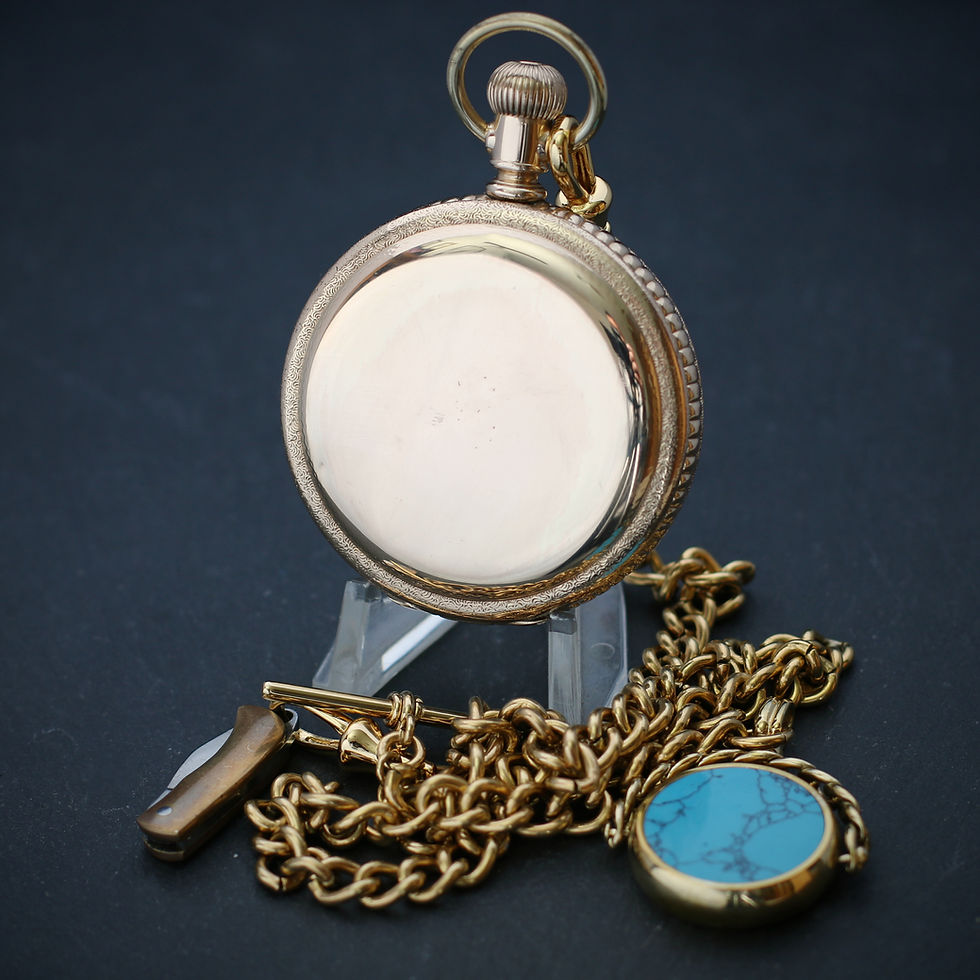 Thumbnail: Antique Victorian Waltham 1888 17J Full Hunter Pocket Watch + Chain