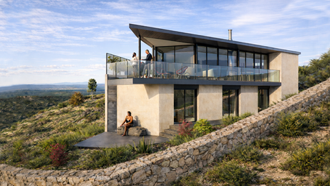 Villa belvédère à Aramon : une maison en proue surplombant le Rhône, conçue pour s’intégrer à la pente et optimiser lumière et énergie.