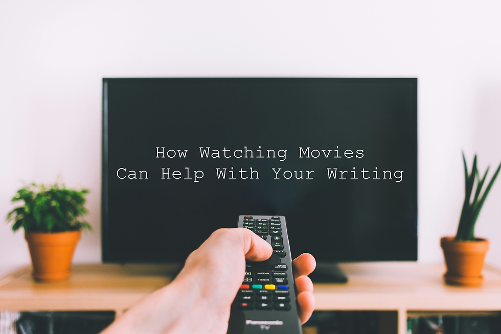 Remote pointing to a TV with How Watching Movies Can Help With Your Writing on the screen