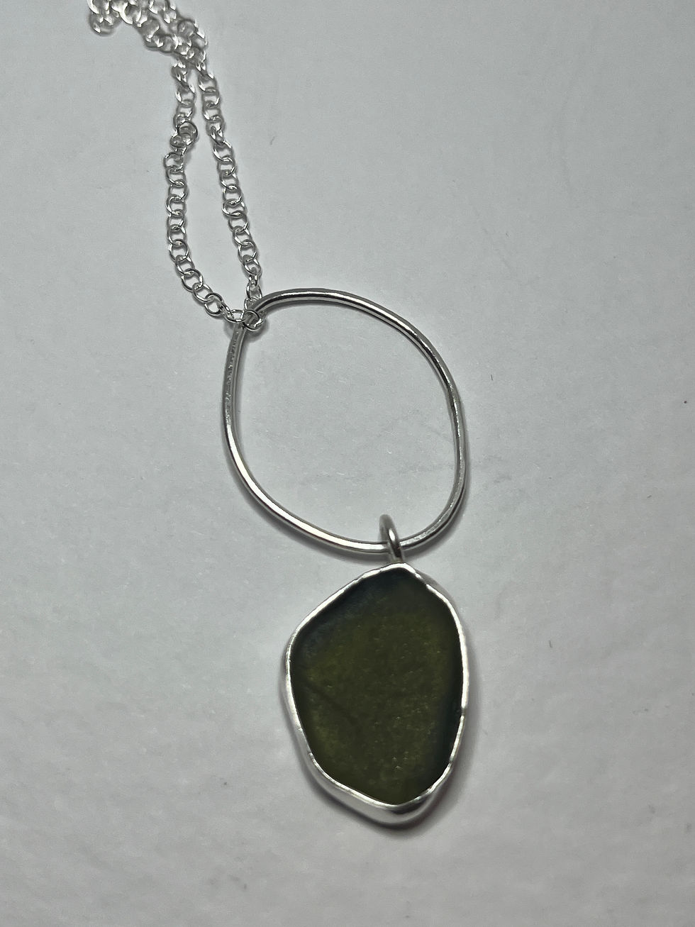 Thumbnail: Green Glass Beach Treasures Pendant (with silver)