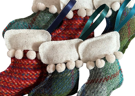 Harris Tweed Christmas Stocking Decorations