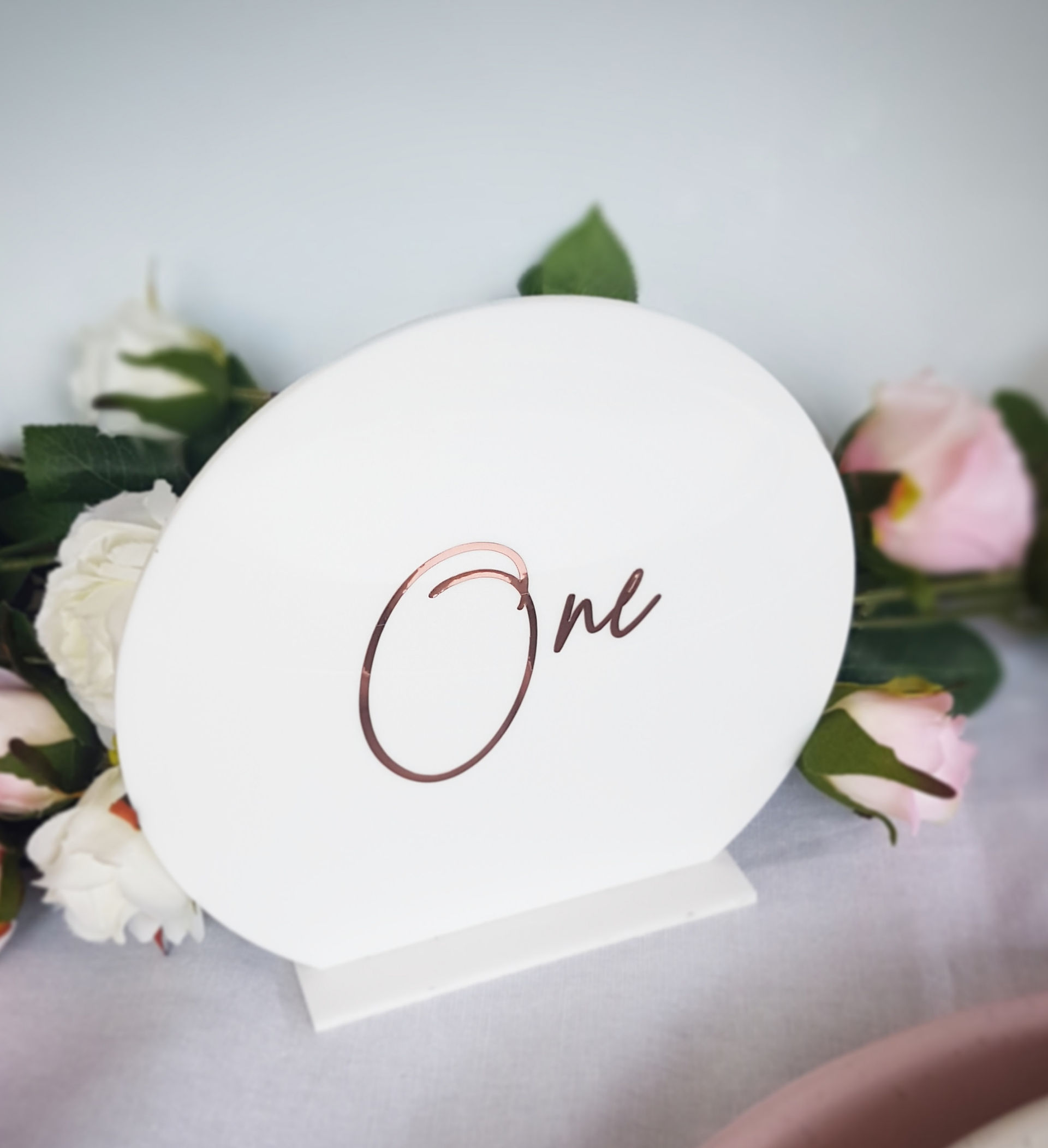 Round White Acrylic Table Number