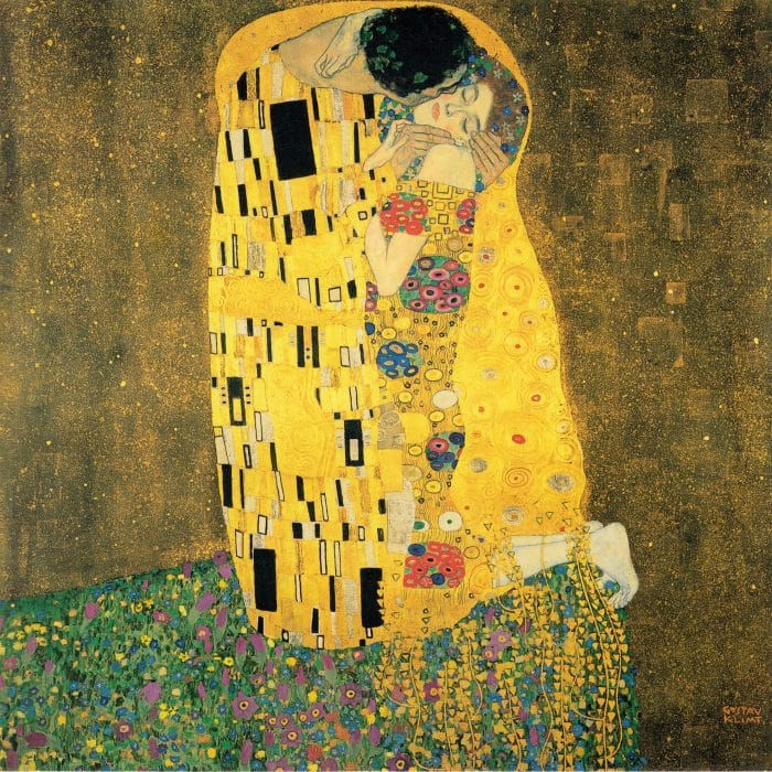 Raffigurazione di un dettaglio del dipinto di l bacio di Gustav Klimt