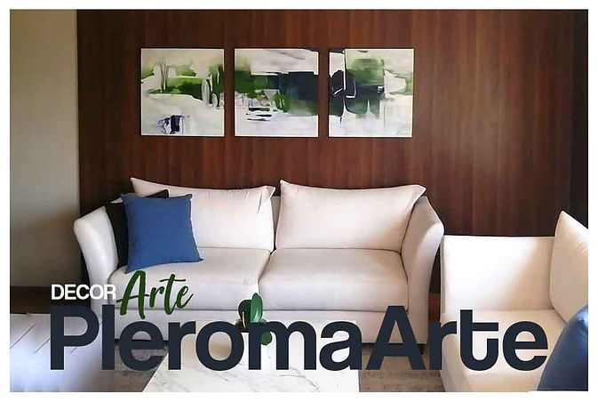 cuadro decorativo elegante en tonos azules y verdes sobe fondo arena, cuadros elegantes trípticos