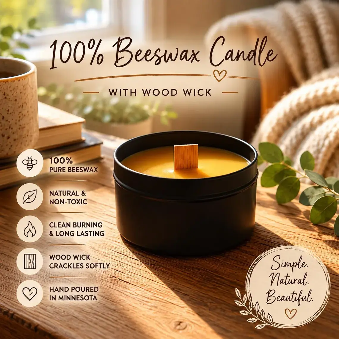 6.1oz Beeswax Candle