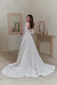 Thumbnail: Woman wearing wedding dress, smile in room, and beautiful decorated background. Chosen by Khya, Orelle