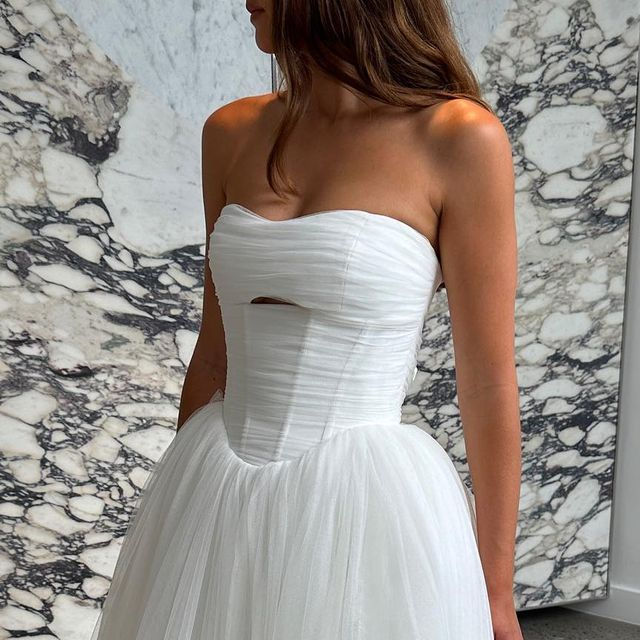Thumbnail: Khya, Malibu. Ballgown tulle wedding dress