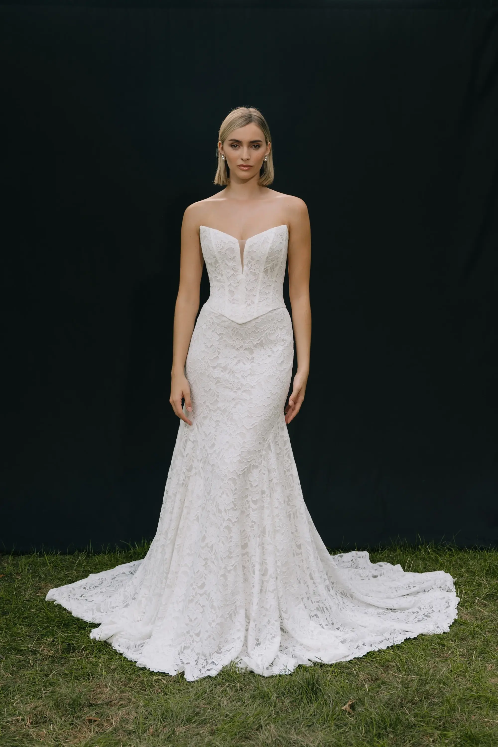 Jenny Yoo, Natalie. Lace fit and flare wedding dress