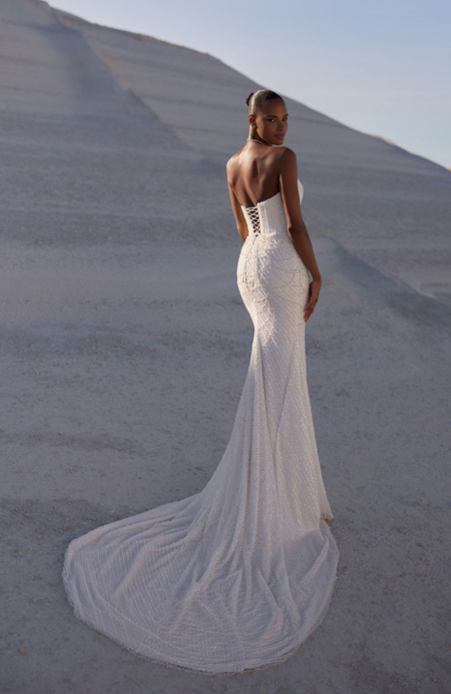Thumbnail: Eva Lendel Coral, beaded fitted wedding dress with detachable skirt