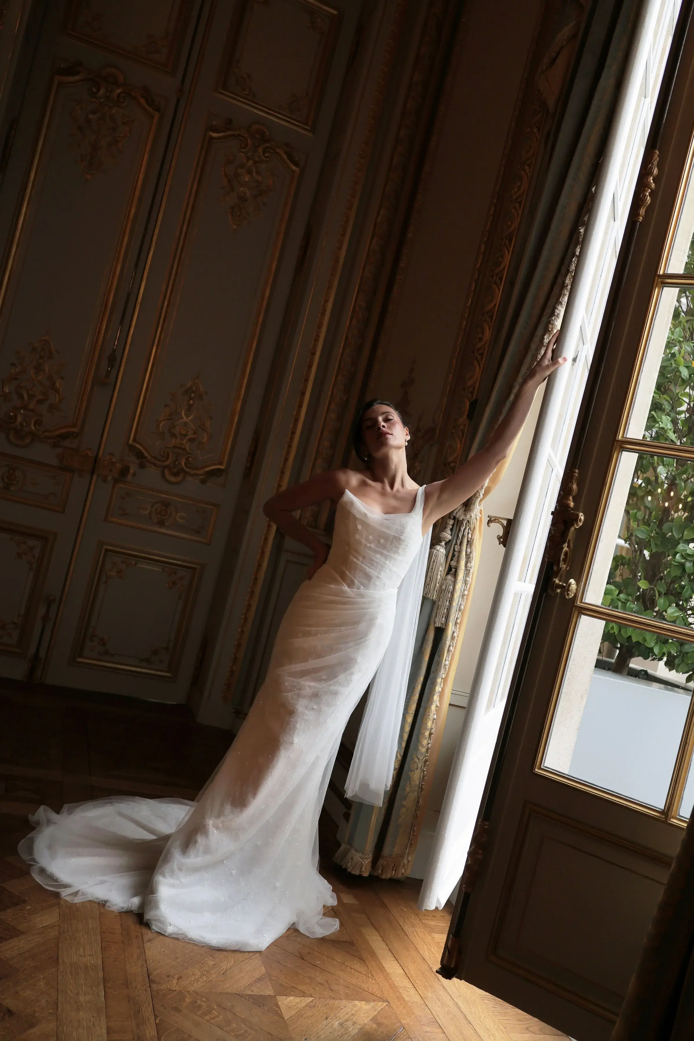 Trish Peng, Faye. Lace & tulle fit and flare wedding dress