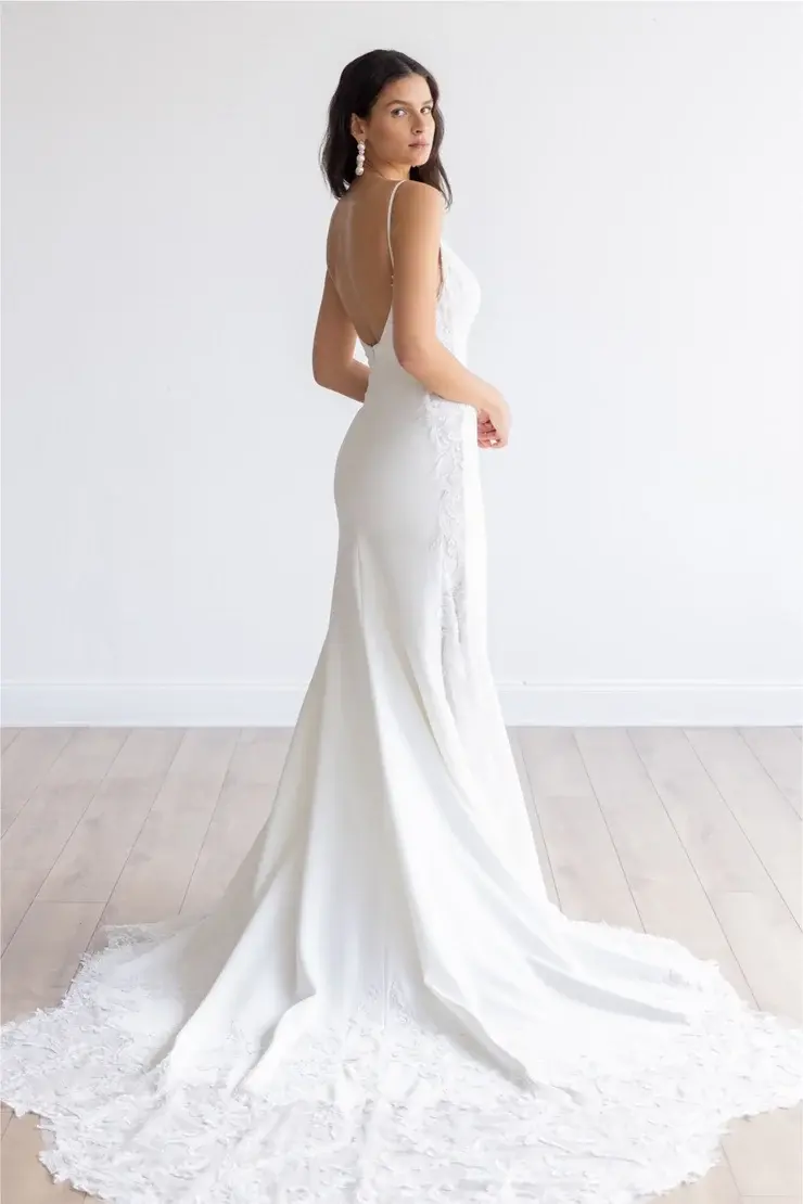 Thumbnail: Watters Conroy, Crepe fit and flare wedding dress